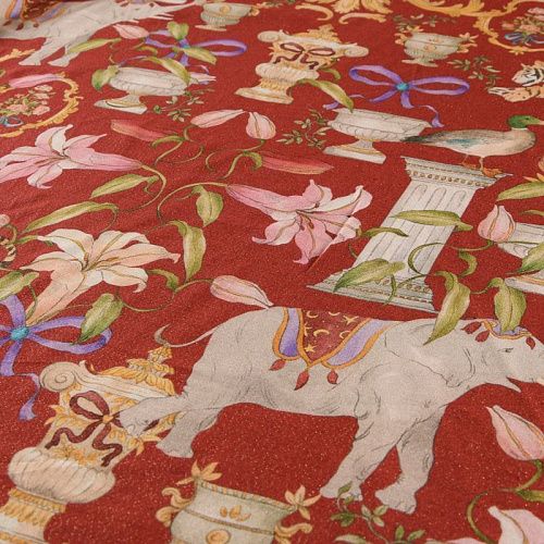 Вискоза с люрексом 009-12100 красно-терракотовый принтованный