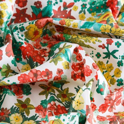 Коттон стрейч 063-12118 белый принтованный