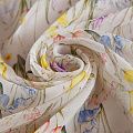 Шифон шелковый 068-19177 молочный принтованный