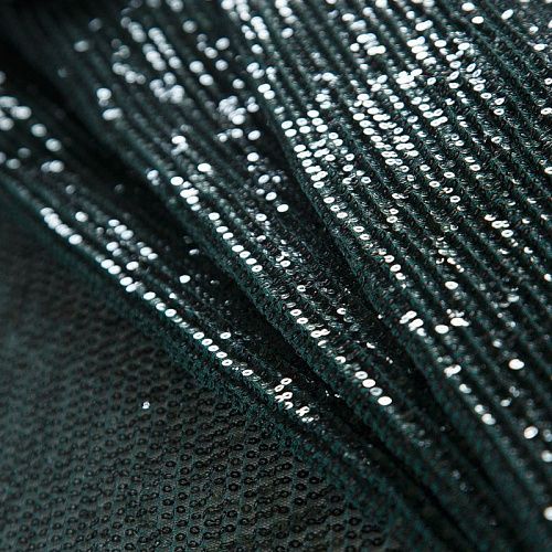 Пайетки на сетке плиссе 055-16382 бутылочный зеленый