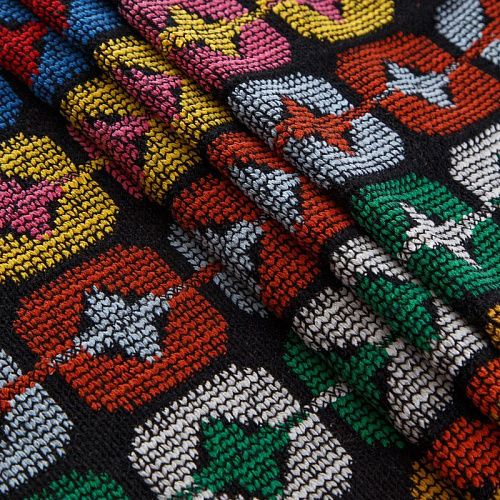 Трикотаж вязаный 056-16484 черный мультиколор