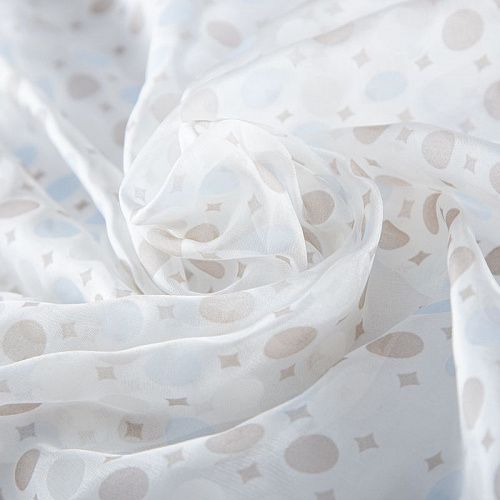 Шифон шелковый 068-20065 белый принтованный