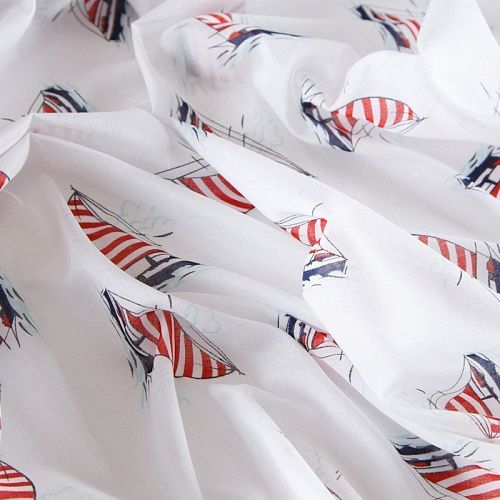 Батист 003-12116 белый принтованный