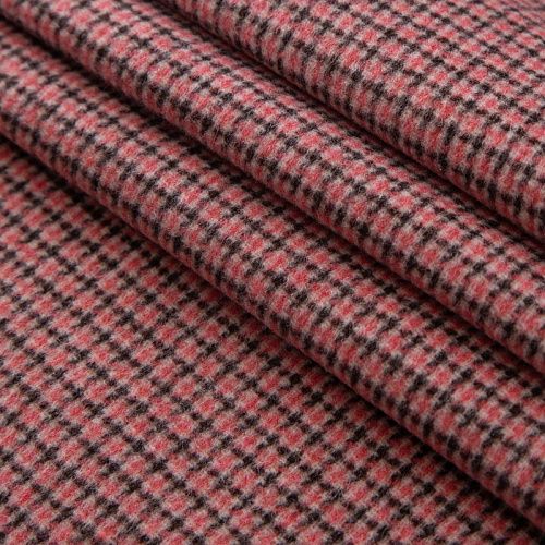 Ткань пальтовая двухсторонняя 040-16738 розовый/клетка