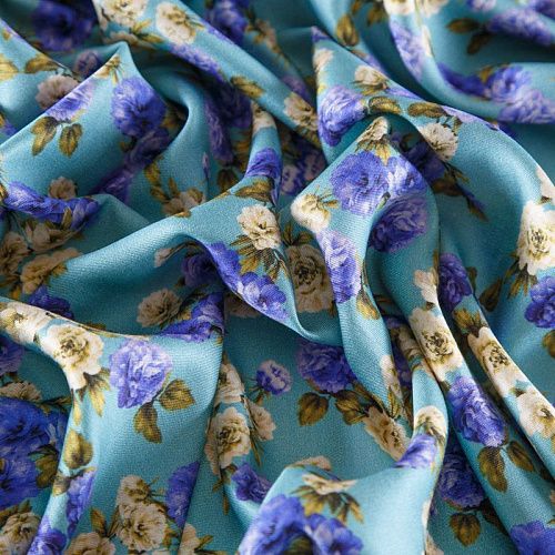 Шерсть-шелк 066-12338 голубой принтованный