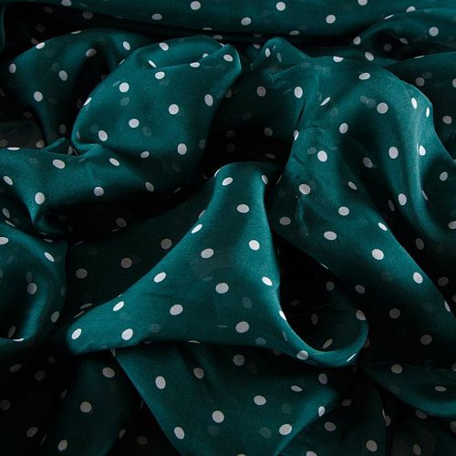 Шифон шелковый 068-12259 бутылочный зеленый принтованный