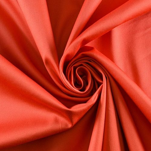 Сатин-коттон стрейч 063-12023 морковно-красный однотонный