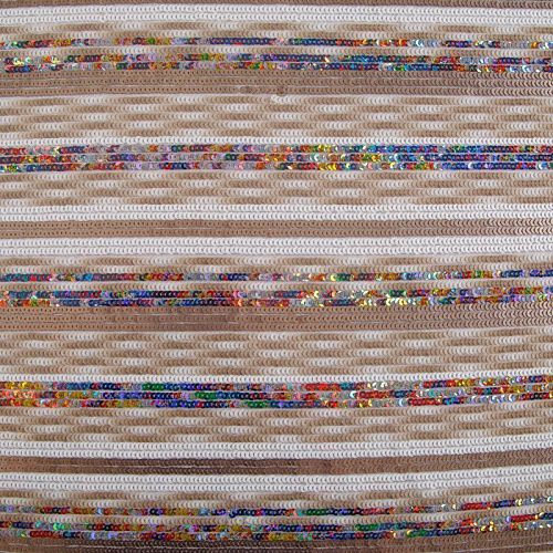 Пайетки на сетке 055-16492 бежевый/мультиколор