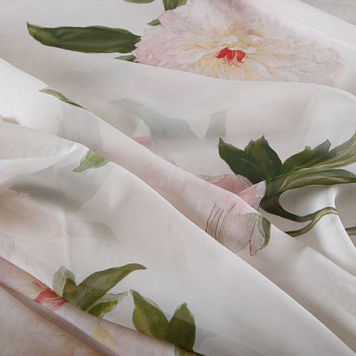 Шифон шелковый 068-19106 белый принтованный