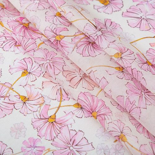 Креп-шифон шелковый 027-19848 белый принтованный