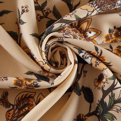 Шерсть плательная 066-12339 ванильный принтованный