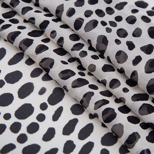 Креп-шифон шелковый 027-20199 молочный принтованный