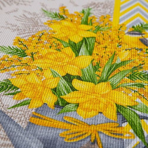 Полотно вафельное 007-13885 экрю принтованный