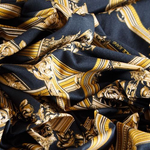 Трикотаж 056-12410 черный принтованный