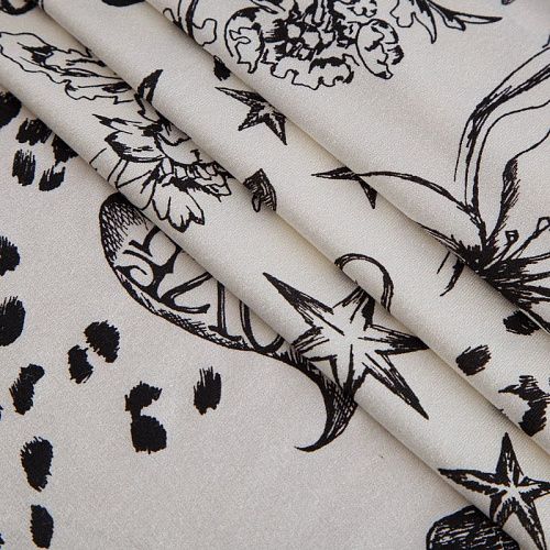 Трикотаж 056-16416 молочный принтованный