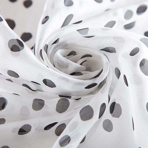 Шелк-батист 003-16477 белый принтованный