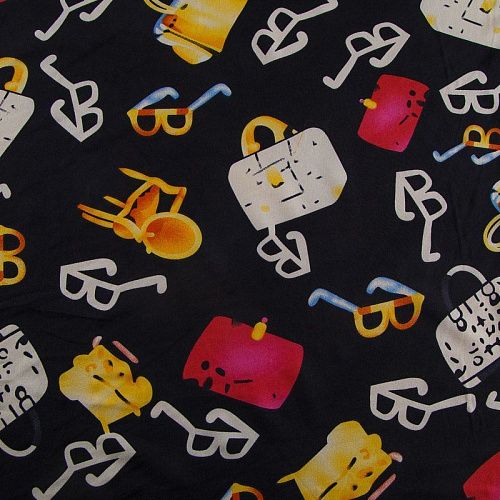 Вискоза "Лоренцо" стрейч 036-17677 черный принтованный