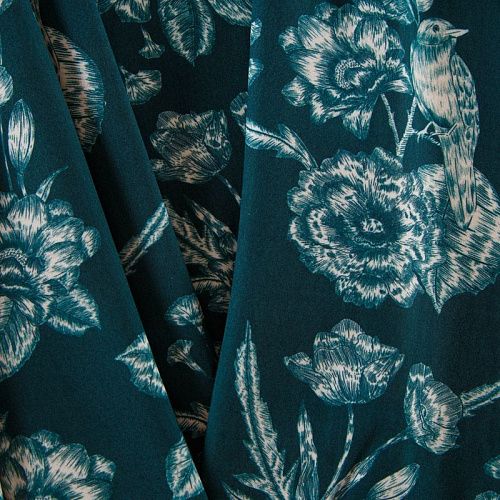 Штапель 069-12290 темно-бирюзовый принтованный