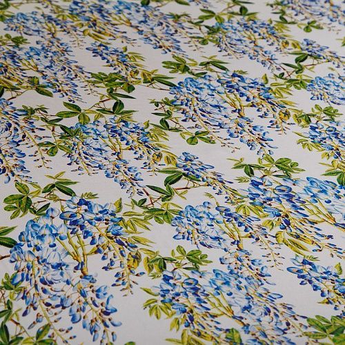 Шифон шелковый 068-19108 молочный принтованный