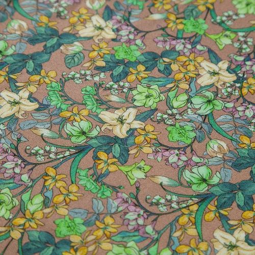 Креп 026-12367 бежевый принтованный