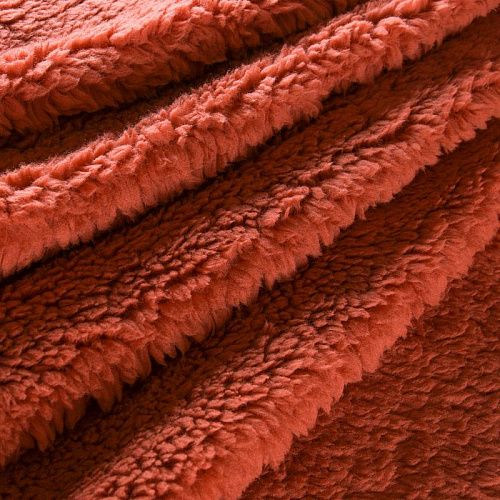 Мех искусственный 037-11889 темно-коралловый однотонный