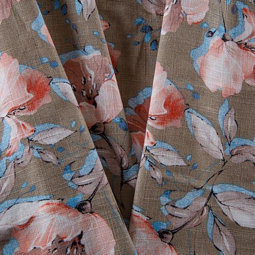 Лен-вискоза 035-13865 песочно-бежевый принтованный