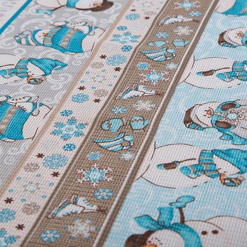 Полотно вафельное 007-15306 серо-голубой принтованный