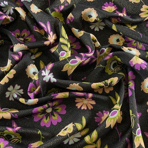 Вискоза с люрексом 009-12076 черный принтованный