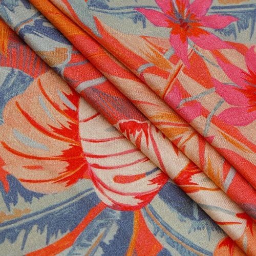 Трикотаж 056-14810 кораллово-красный принтованный