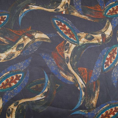 Шифон 068-17399 темно-синий принтованный