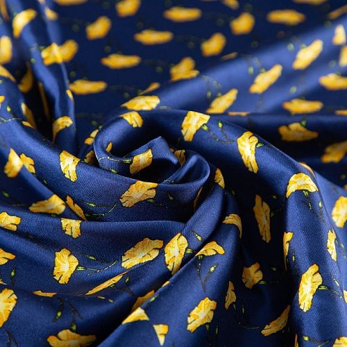 Твил-шелк натуральный купон (крой) 064-19919 синий принтованный