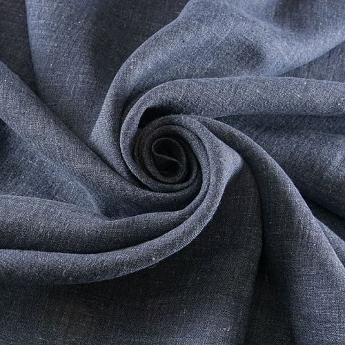 Лен натуральный 035-12025 синий джинс однотонный