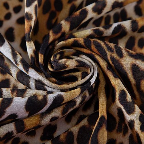 Креп-шифон шелковый 027-19922 коричневый принтованный