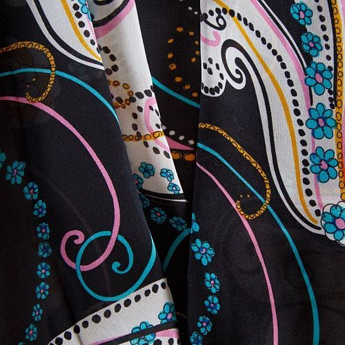 Шелк натуральный 064-12345 черный принтованный