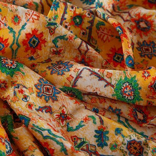 Штапель 069-17637 шафрановый принтованный