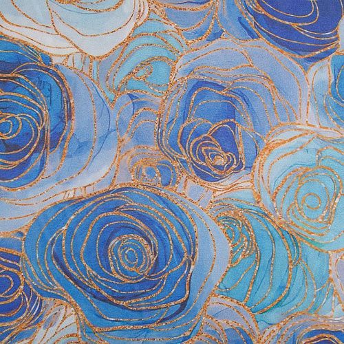 Шифон 068-17460 сине-голубой принтованный