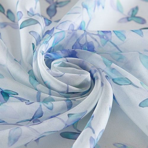 Шифон 068-17390 белый принтованный