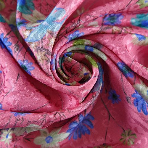 Вискоза жаккардовая 009-12293 розовый принтованный