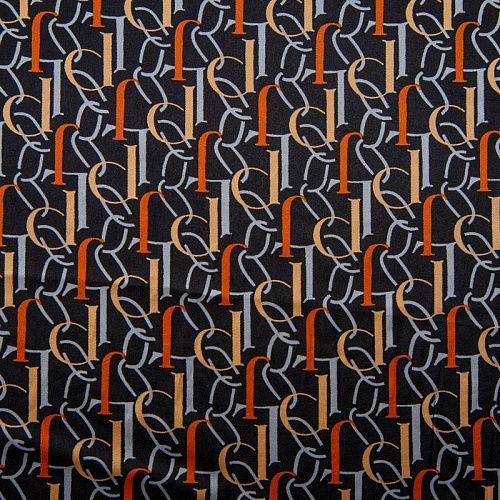 Шелк синтетический 065-13793 черный принтованный