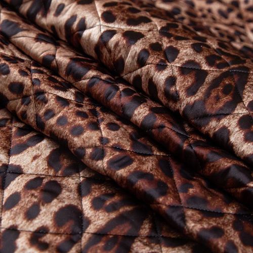 Экокожа курточная стеганая 2-х сторонняя 033-20048 черный/лео