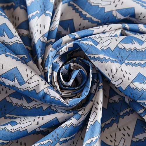 Хлопок 063-12324 голубой принтованный