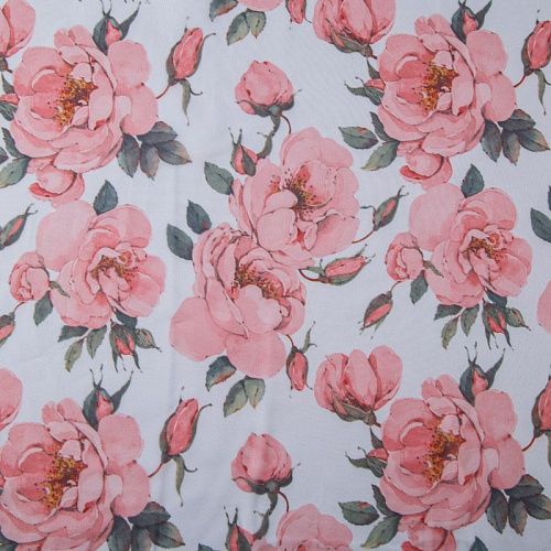 Тюль вуаль без утяжелителя 03-01-13168 белый принтованный