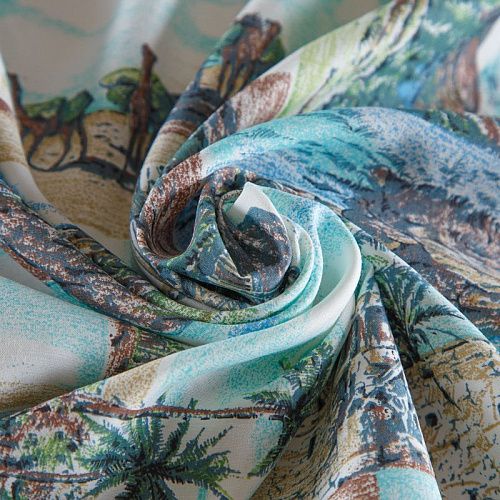 Поплин 063-16462 голубой принтованный