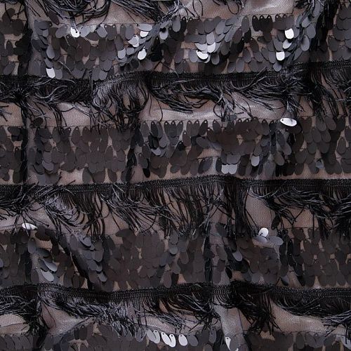 Пайетки с бахромой на сетке 055-16846 черный