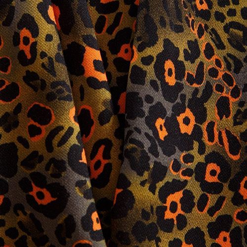 Креп плательный 026-12352 оливковый хаки принтованный