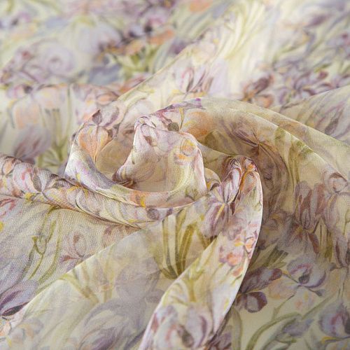 Шифон шелковый Blumarine 068-20072 фисташковый принтованный