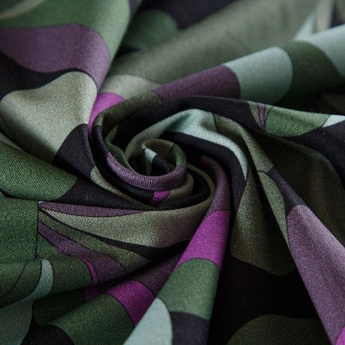 Коттон стрейч 063-16226 оливково-зеленый принтованный