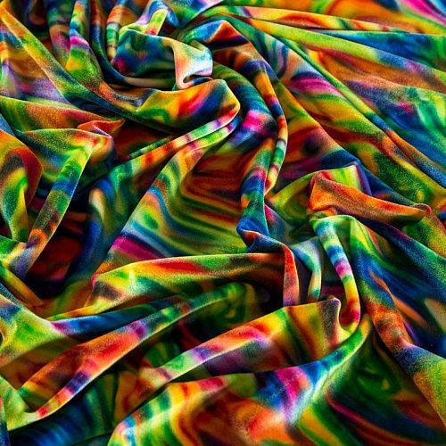 Бархат стрейч 002-04305 желтый принтованный