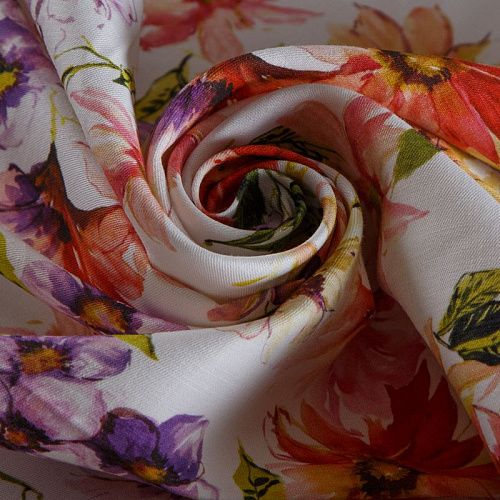 Лен натуральный 035-14964 белый принтованный