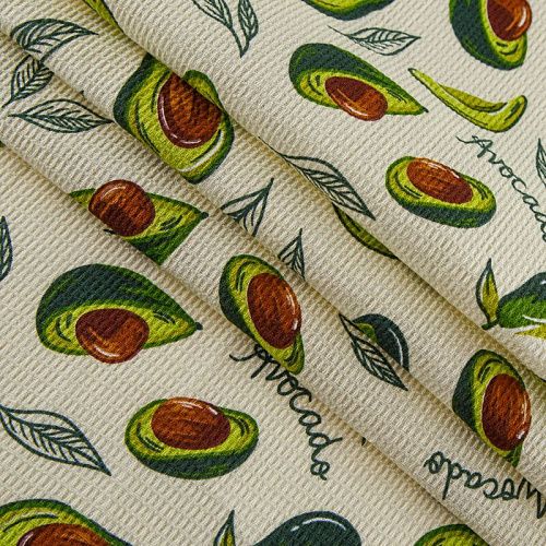 Полотно вафельное 007-13889 разбеленный желтый принтованный